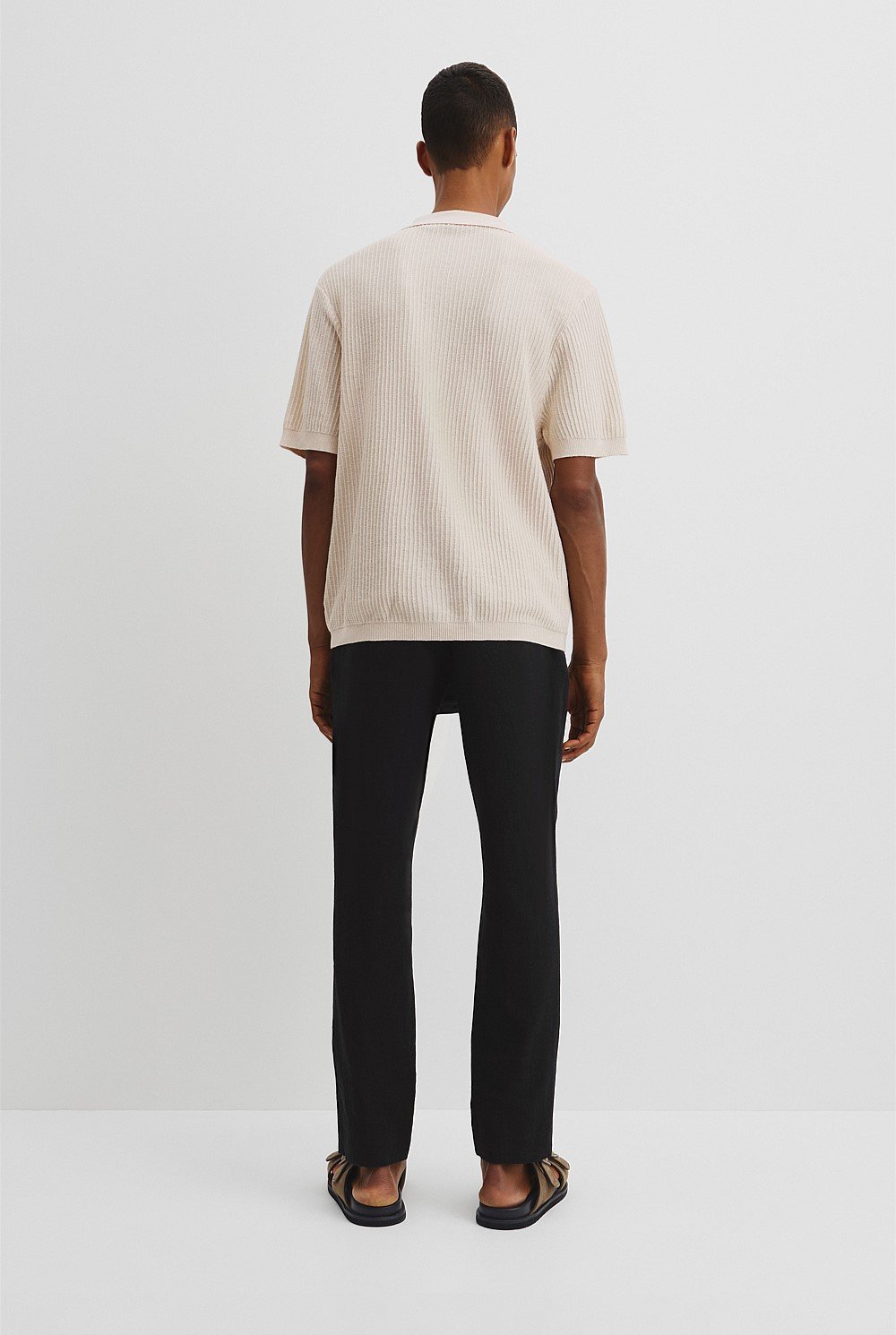 Short Sleeve Cotton Linen Knit Shirt