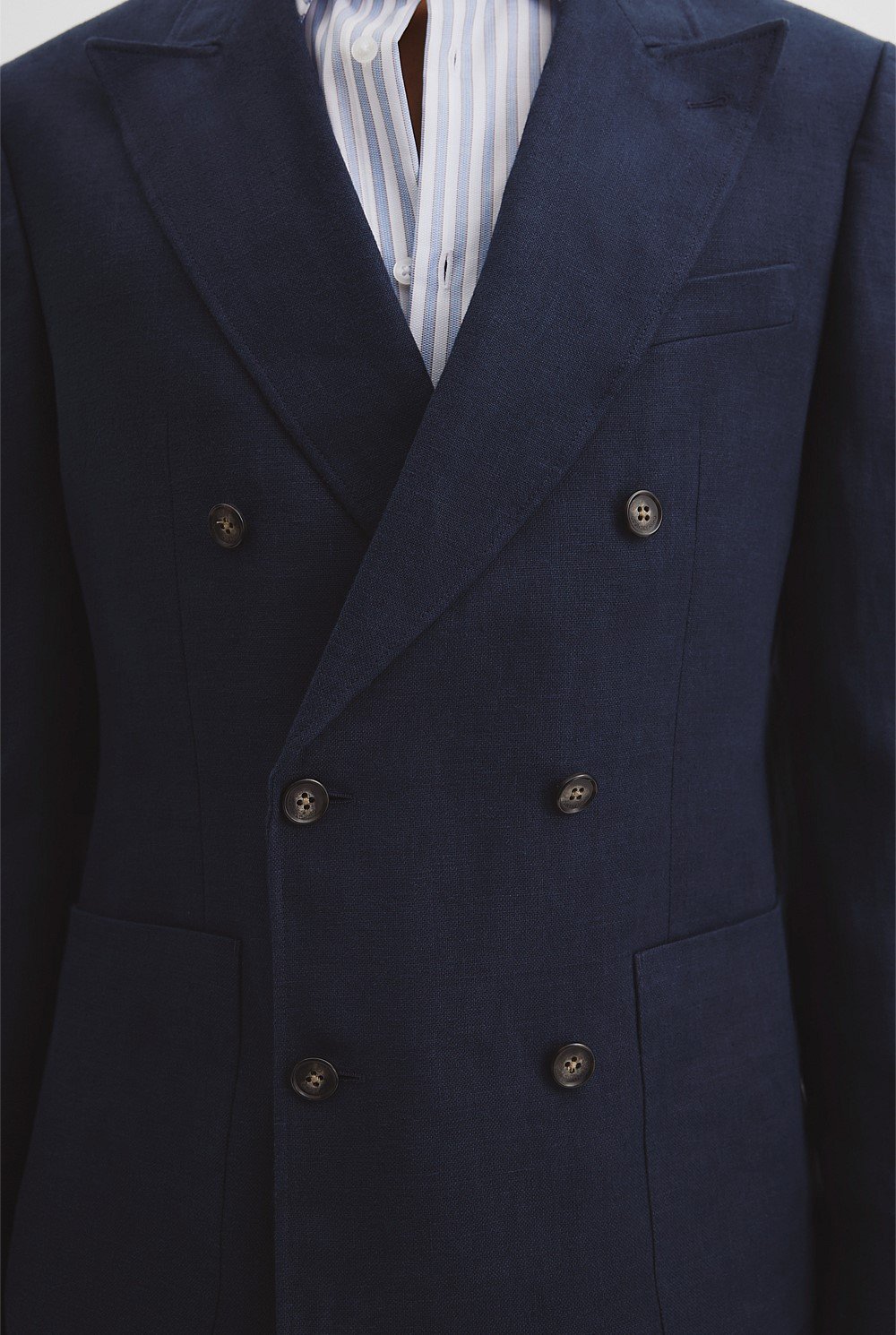 Regular Fit Linen Double Breasted Jacket