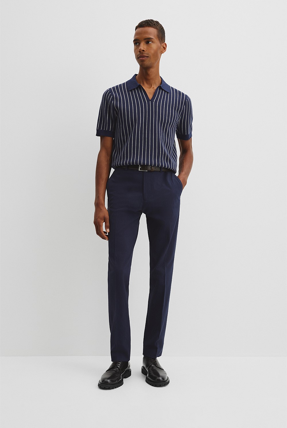 Organically Cotton Jacquard Stripe Polo