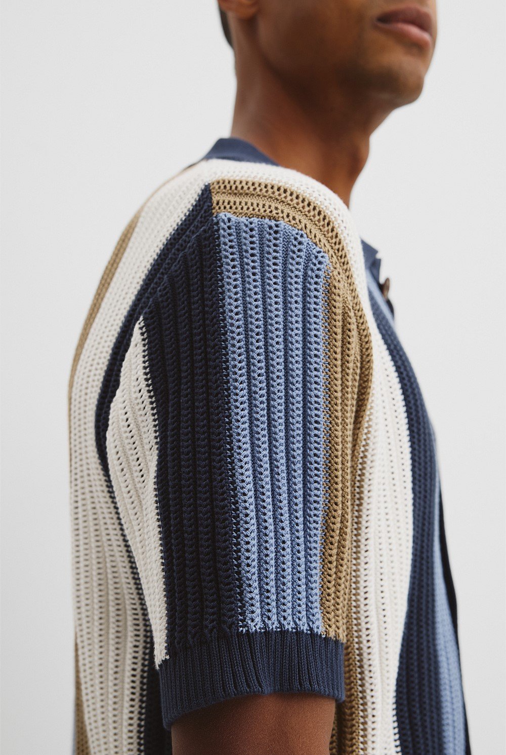 Oversized Australian Cotton Textured Stretch Knit Shirt