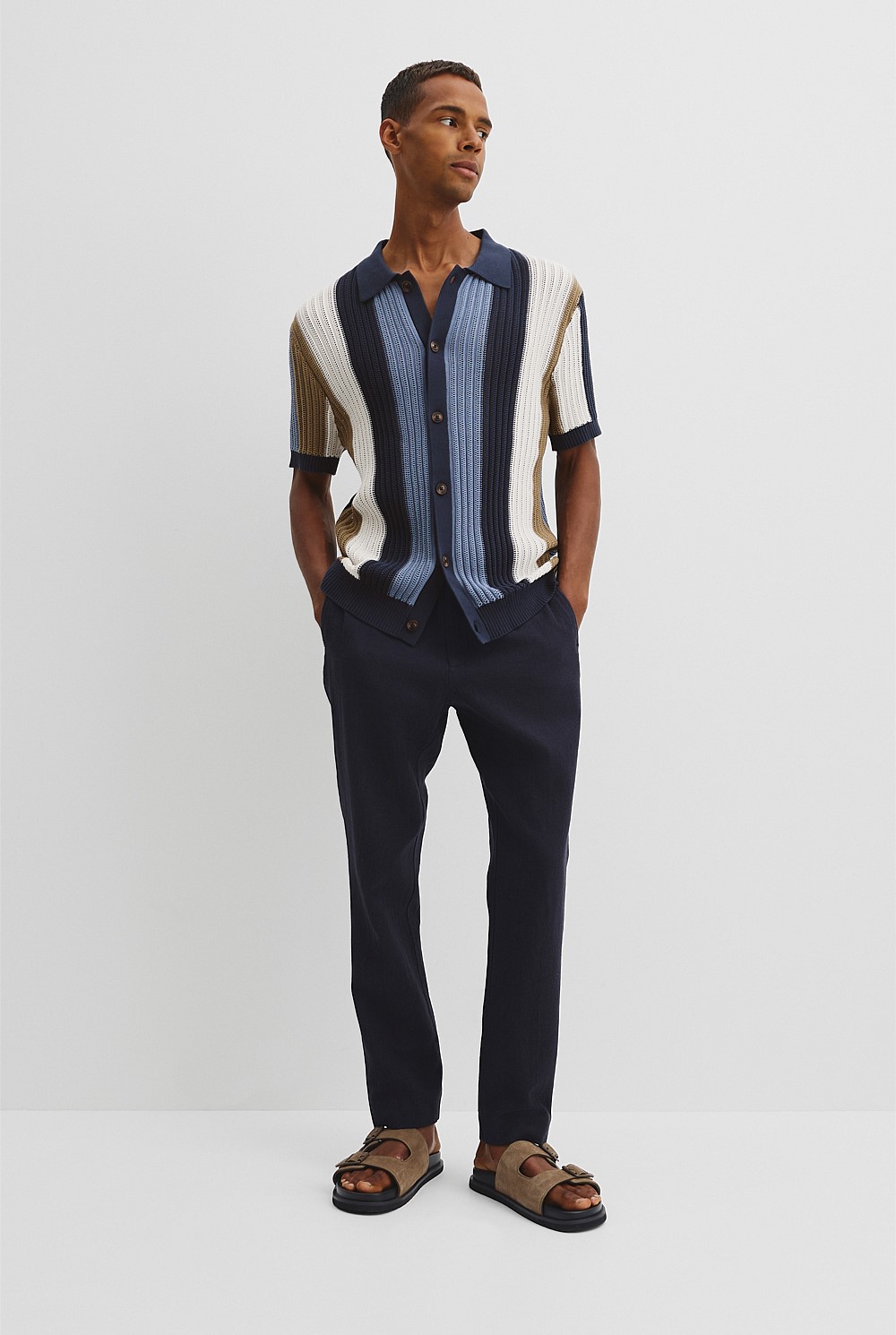 Oversized Australian Cotton Textured Stretch Knit Shirt