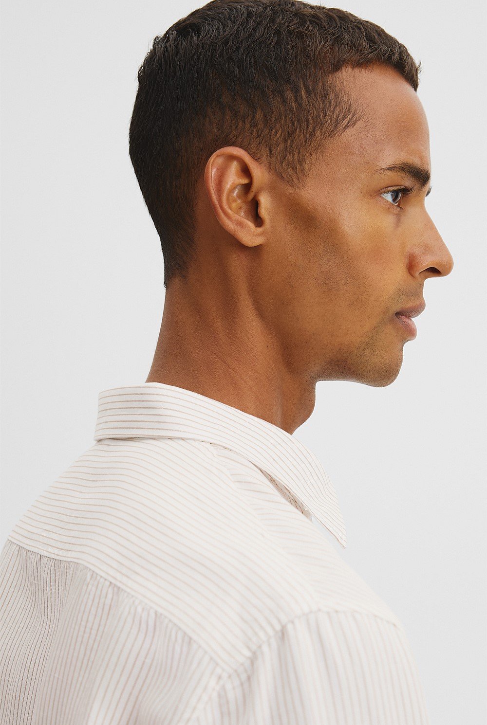 Slim Fit Tencel Linen Stripe Shirt