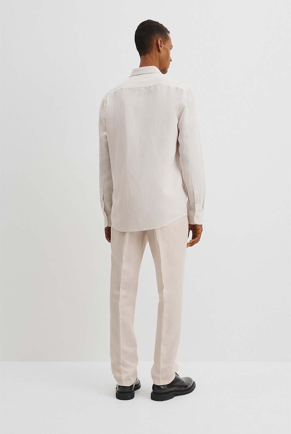 Slim Fit Tencel Linen Stripe Shirt