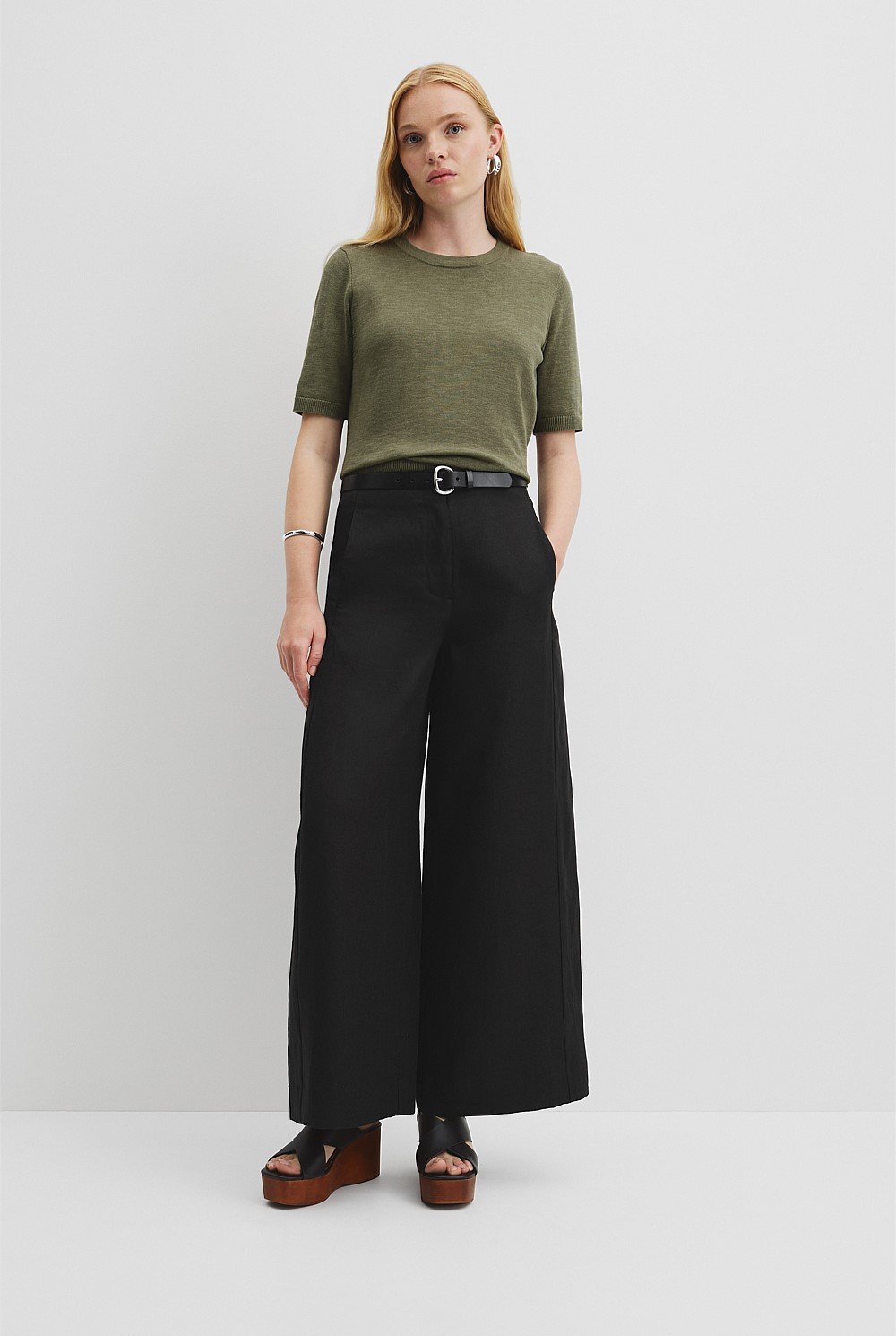 Organically Grown Cotton Linen Short Sleeve Knit T-Shirt