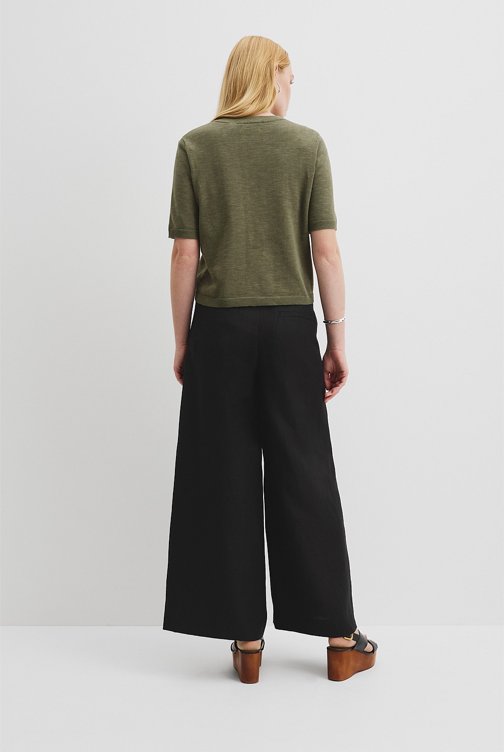 Organically Grown Cotton Linen Short Sleeve Knit T-Shirt