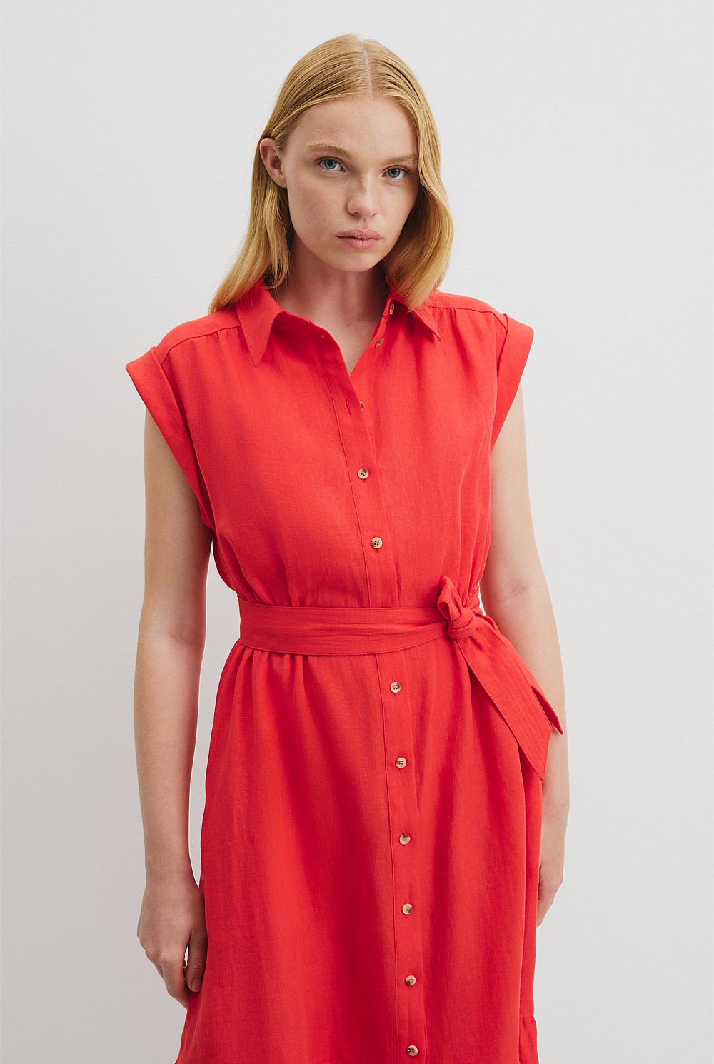 Organically Grown Linen Tiered Midi Dress