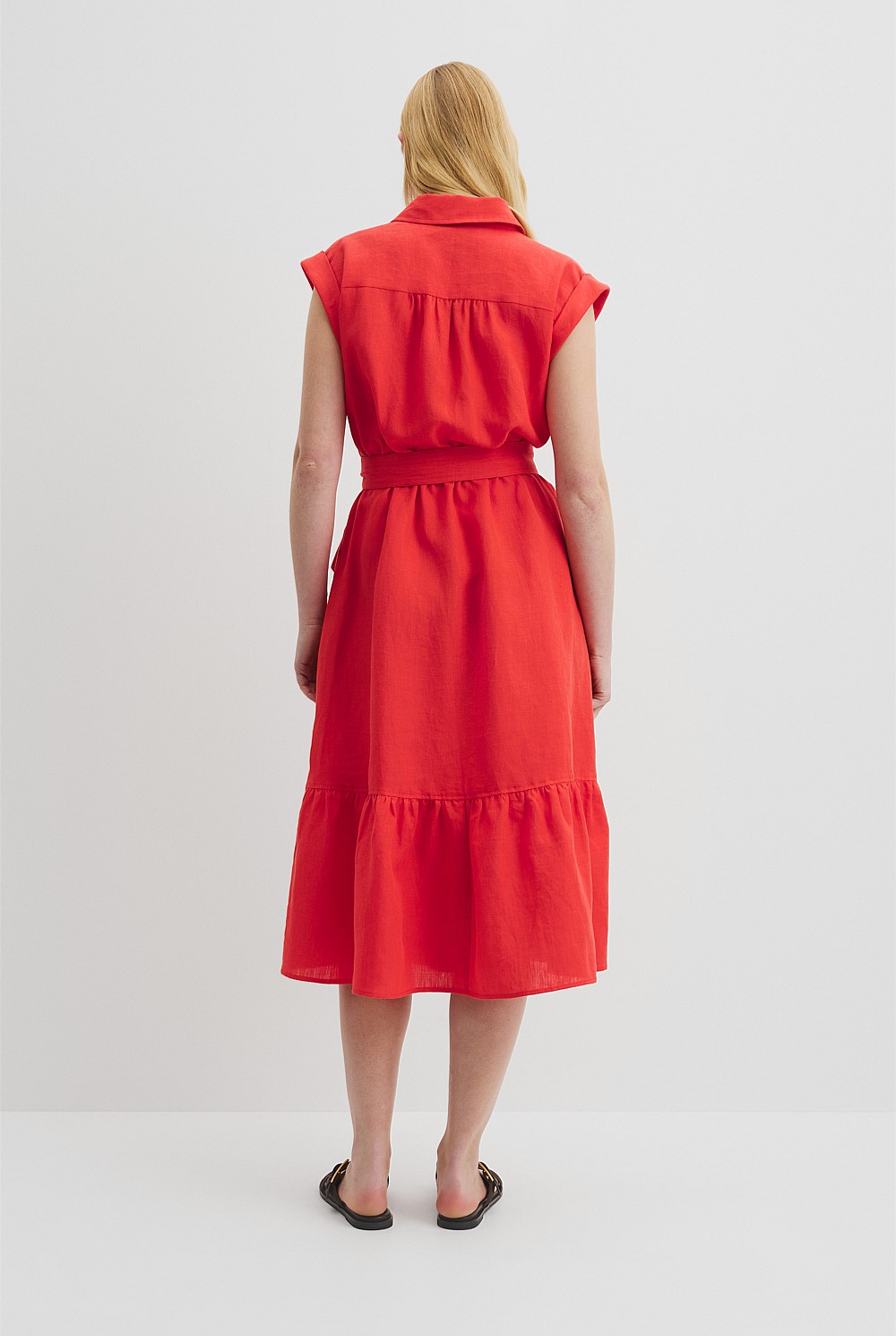 Organically Grown Linen Tiered Midi Dress