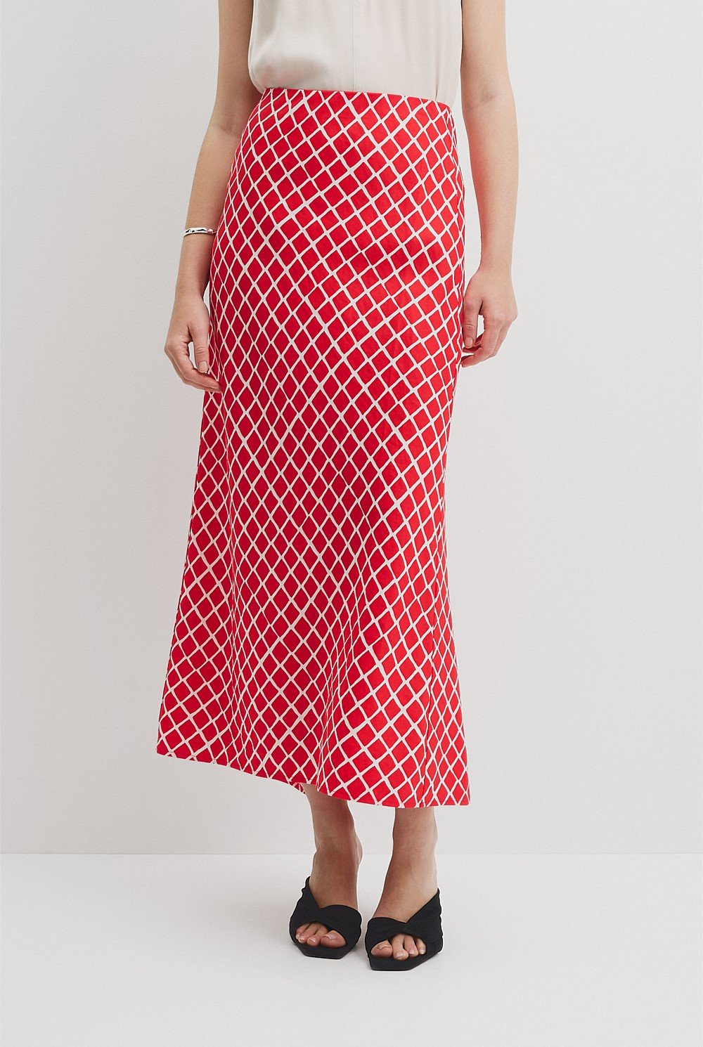 Draped Bias Print Skirt