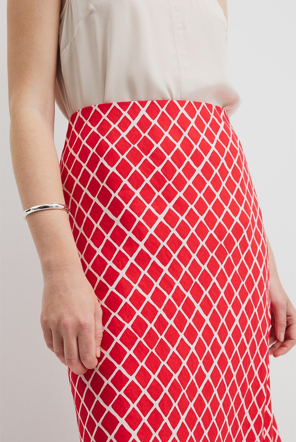 Draped Bias Print Skirt