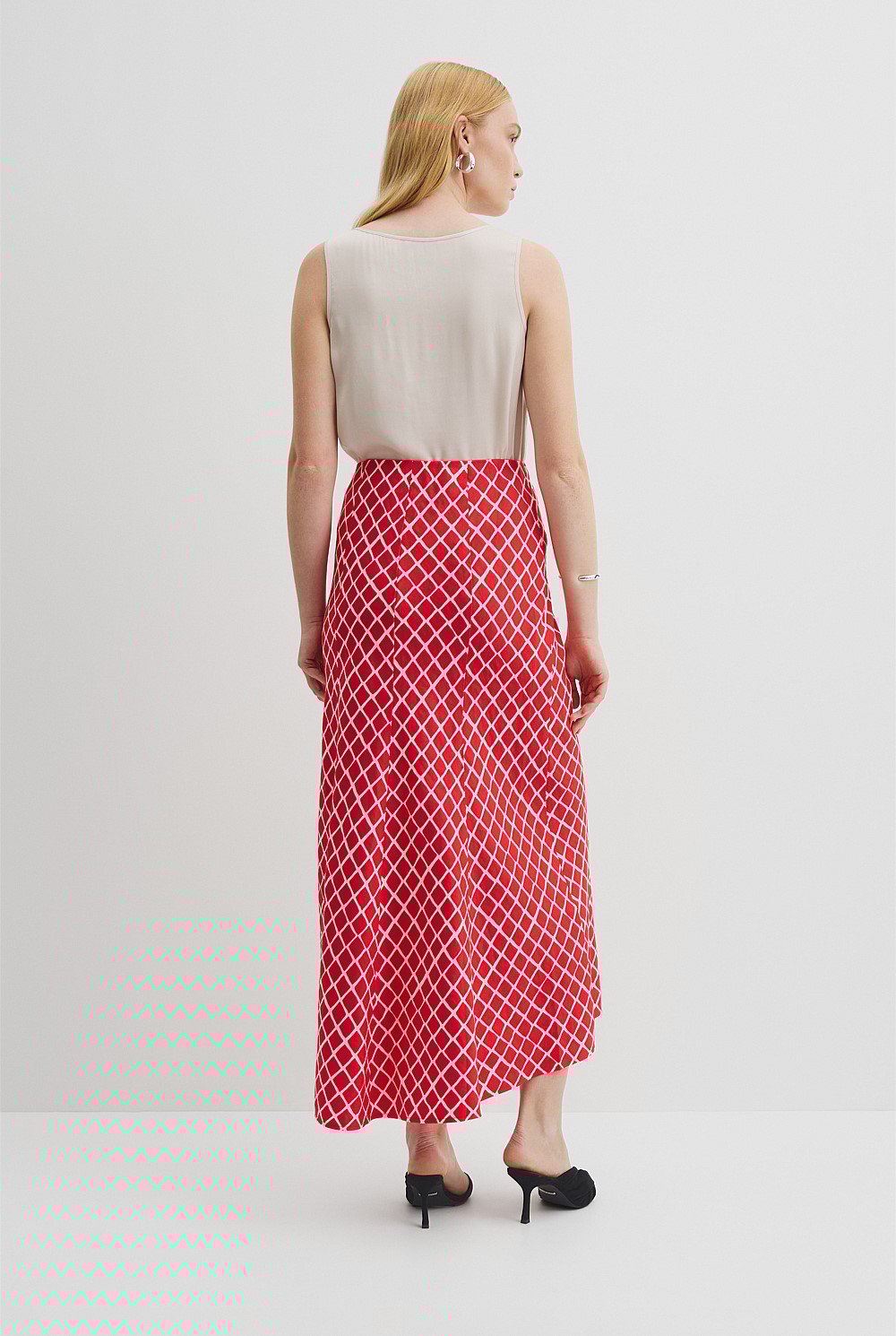 Draped Bias Print Skirt
