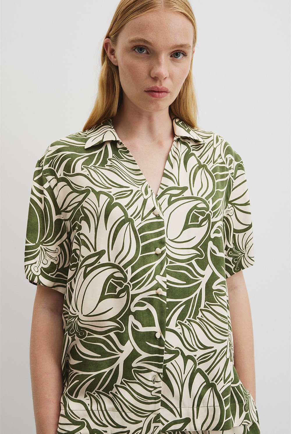 Print Short Sleeve Cupro Shirt