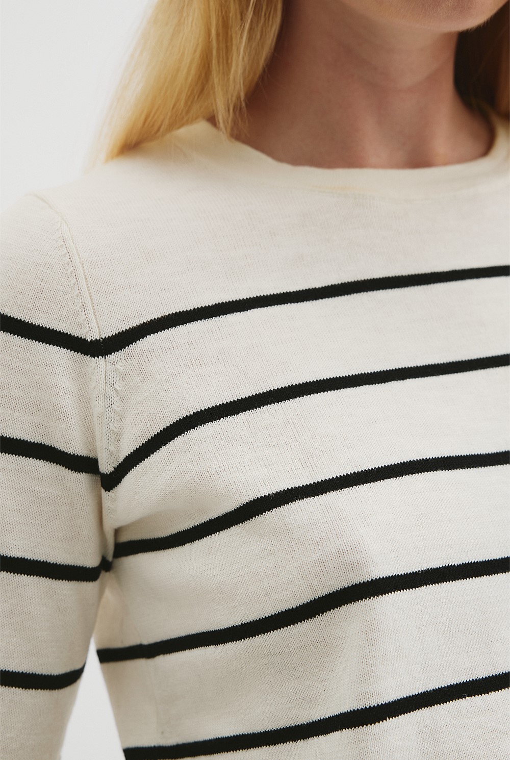 Organically Grown Cotton Linen Short Sleeve Knit T-Shirt