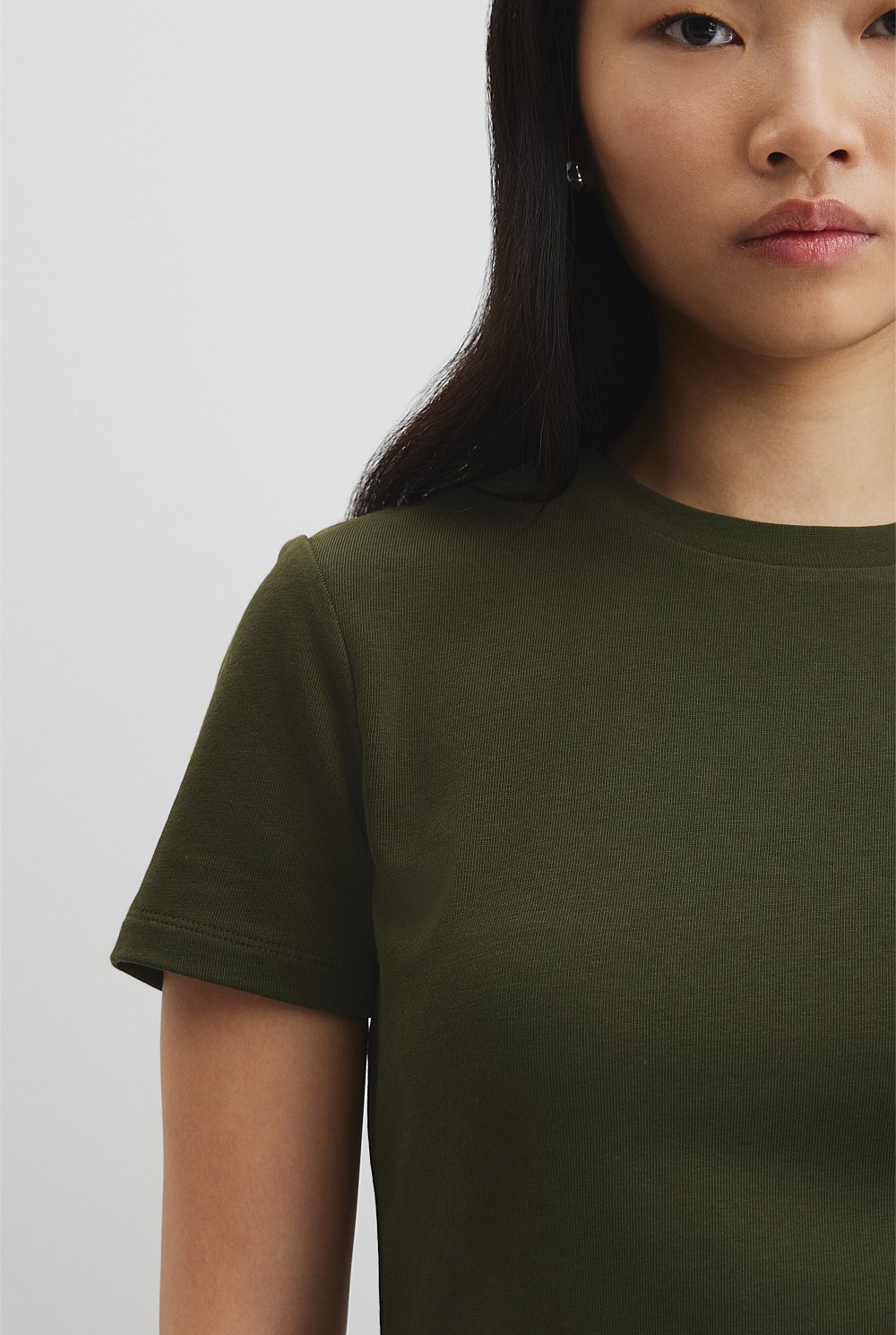 Australian Cotton Blend Fitted T-Shirt