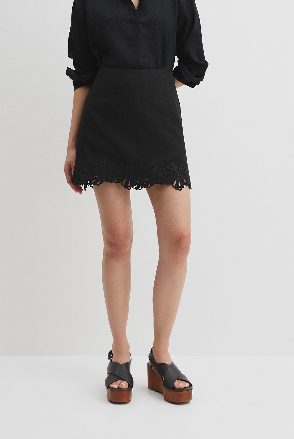 Linen Scalloped Skirt