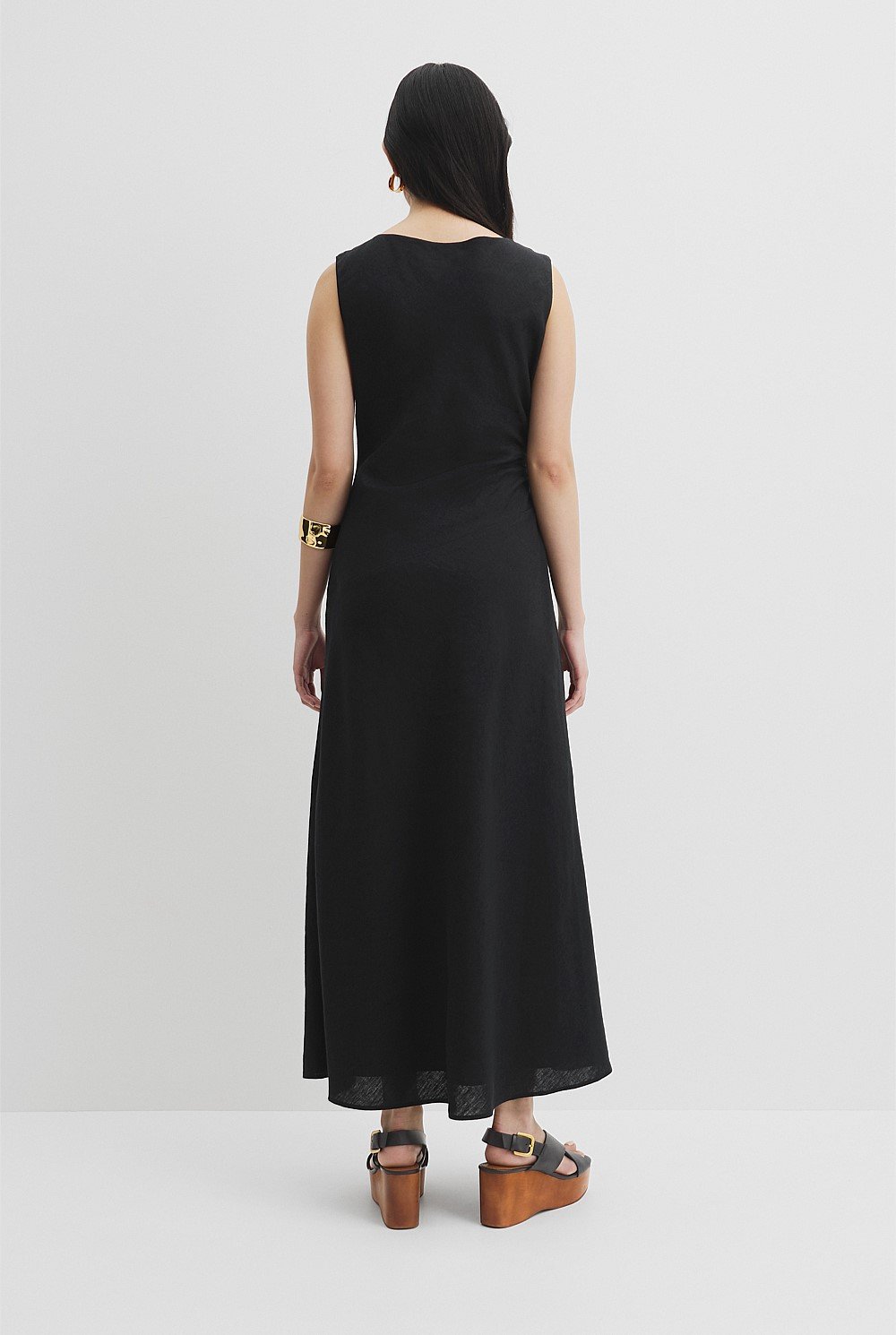 Organically Grown Linen Rouched Maxi Dress