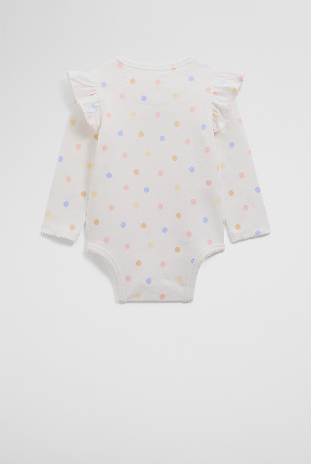 Organically Grown Cotton Frill Long Sleeve Logo Bodysuit