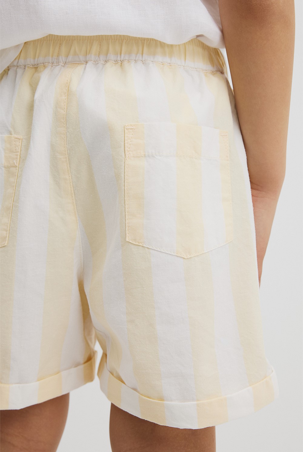 Organically Grown Cotton Blend Stripe Pull-On Short