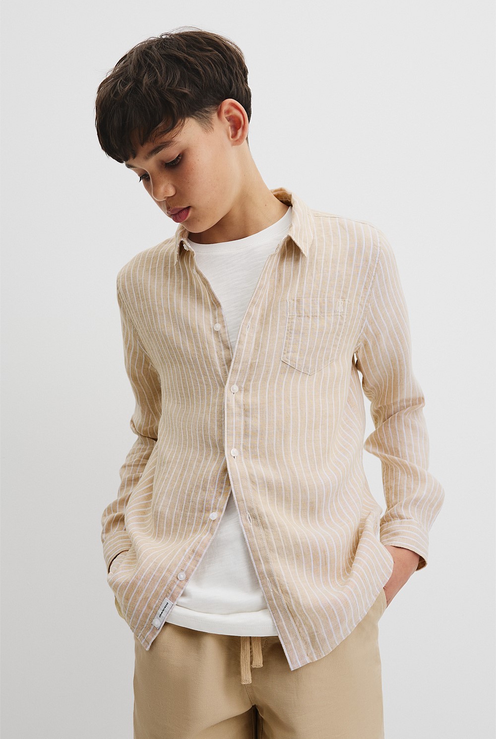 Teen Organically Grown Linen Long Sleeve Shirt