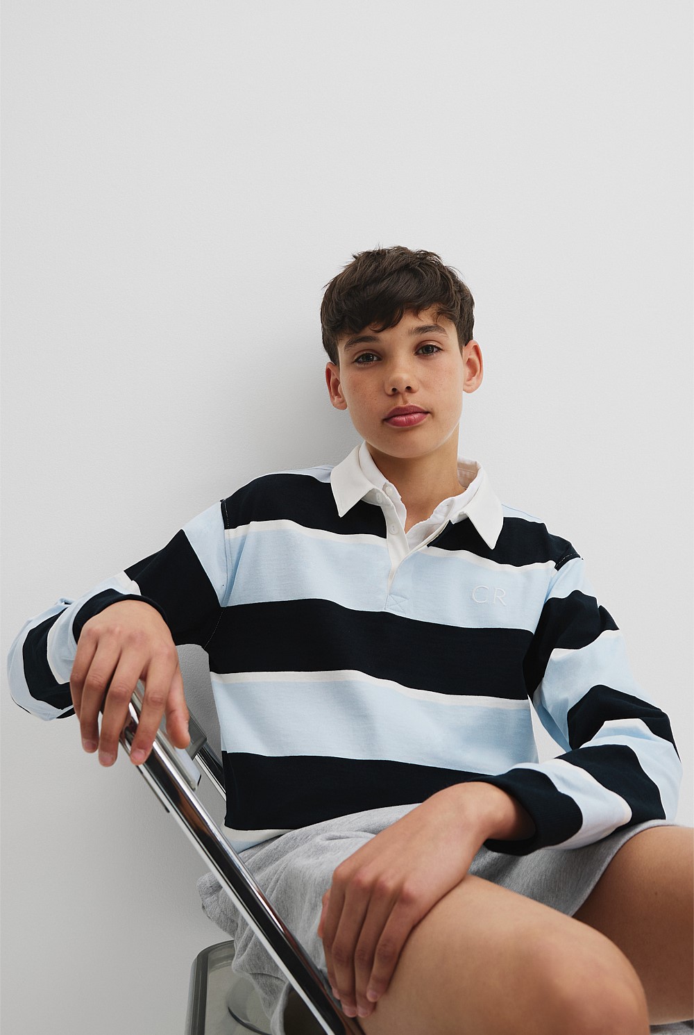 Teen Recycled Cotton Blend Long Sleeve Rugby T-Shirt