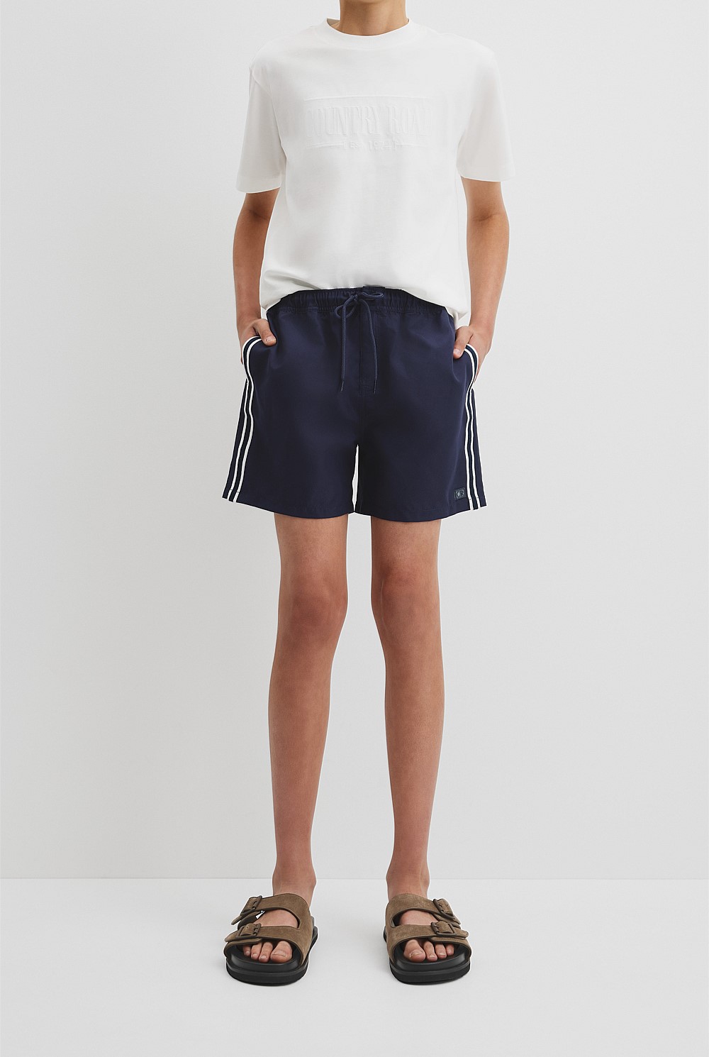 Teen Recycled Polyester Stripe Detail Board Short