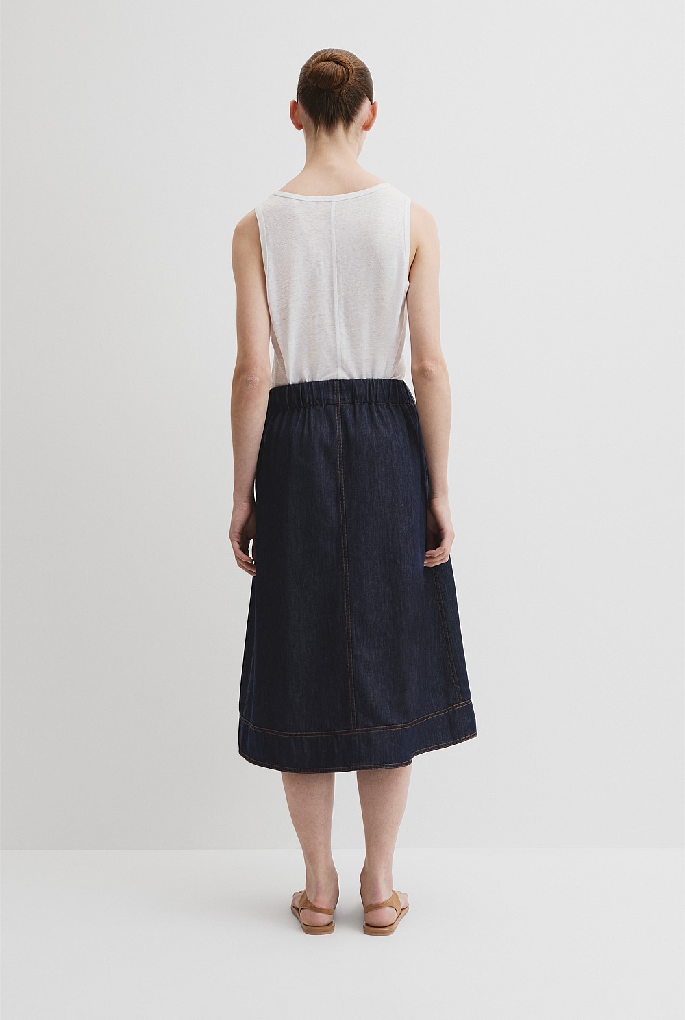 Chambray Pull On Skirt