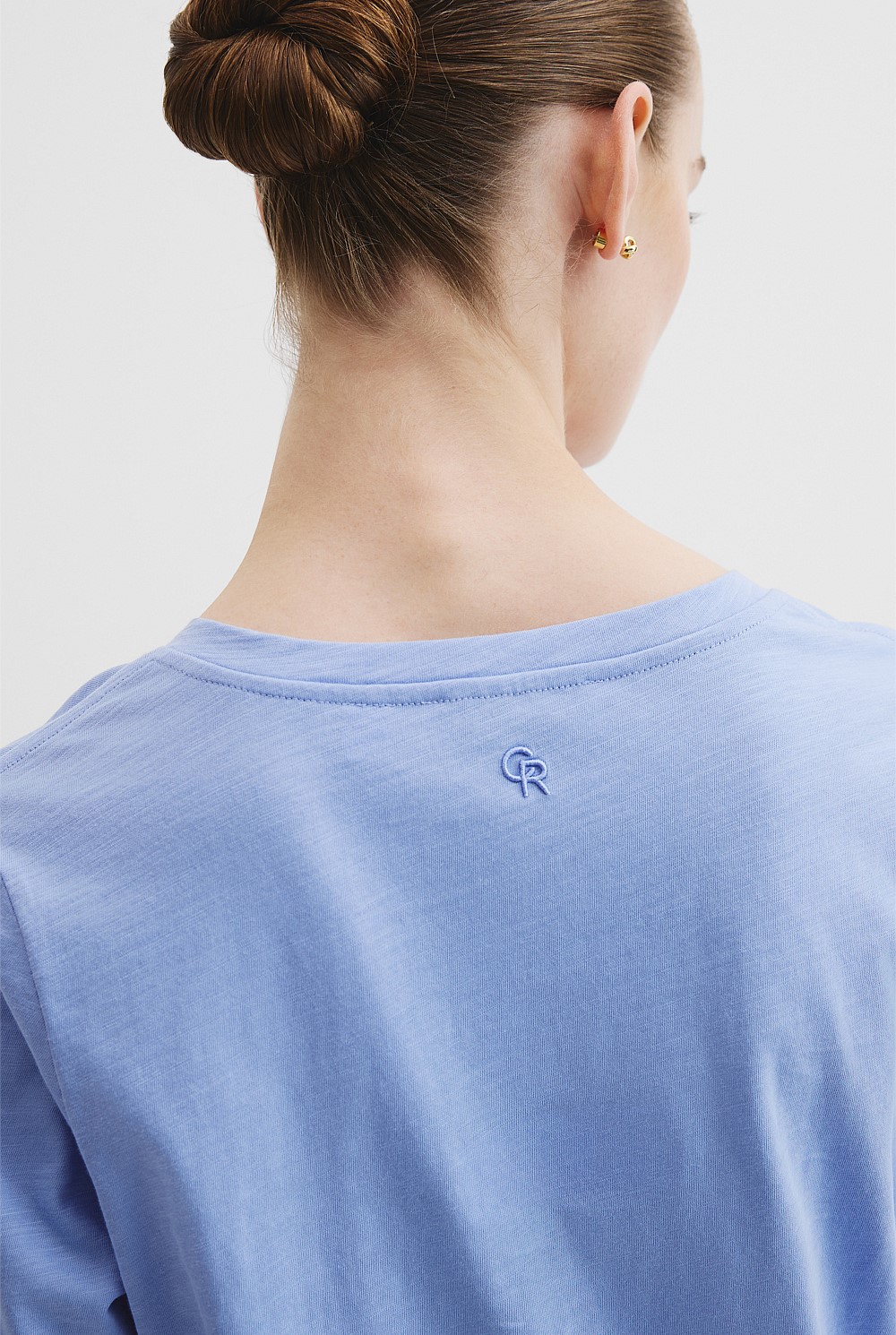 Australian Good Earth Cotton Short Sleeve V-Neck T-Shirt