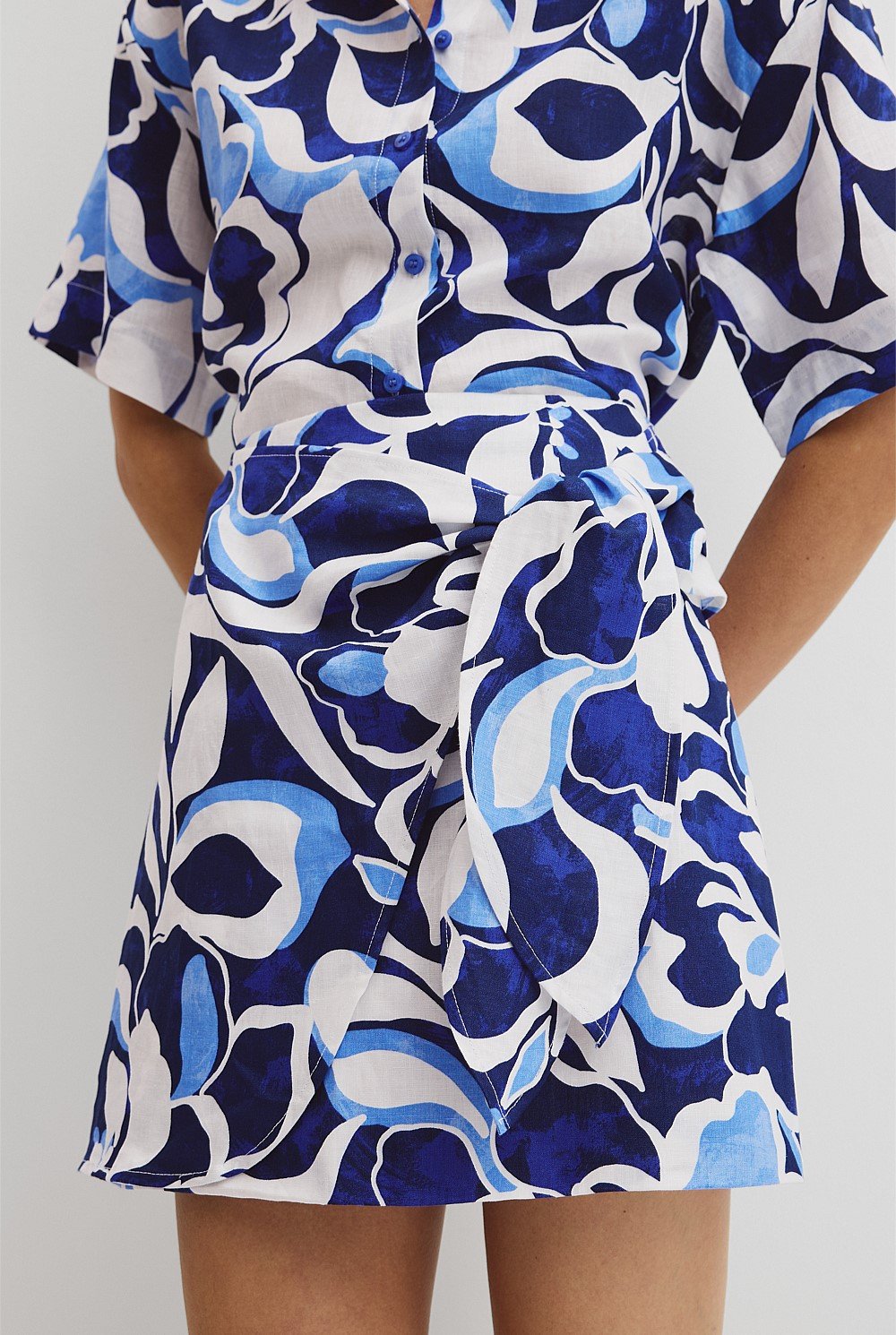 Print Mini Linen Skirt