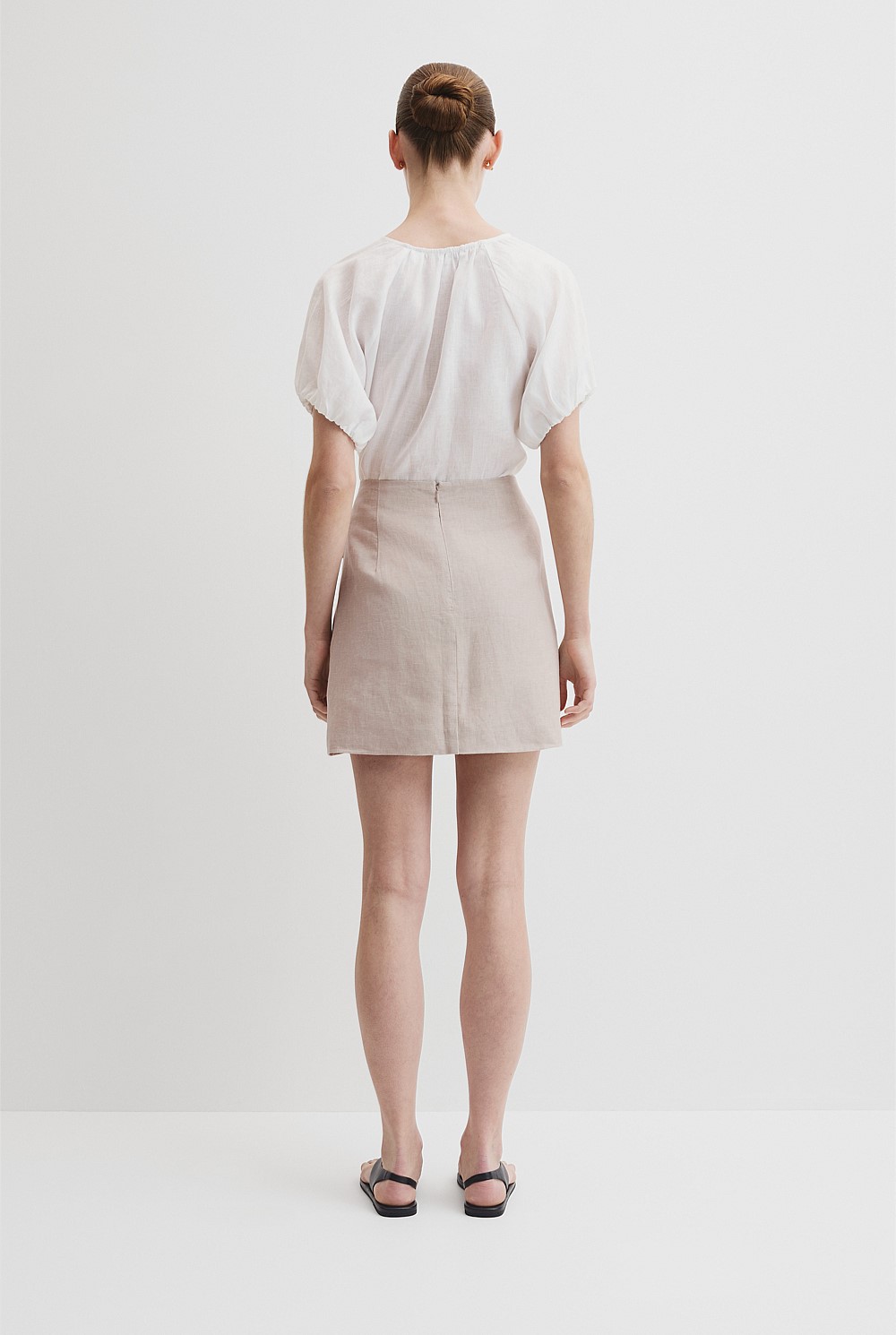 Wrap Mini Linen Skirt
