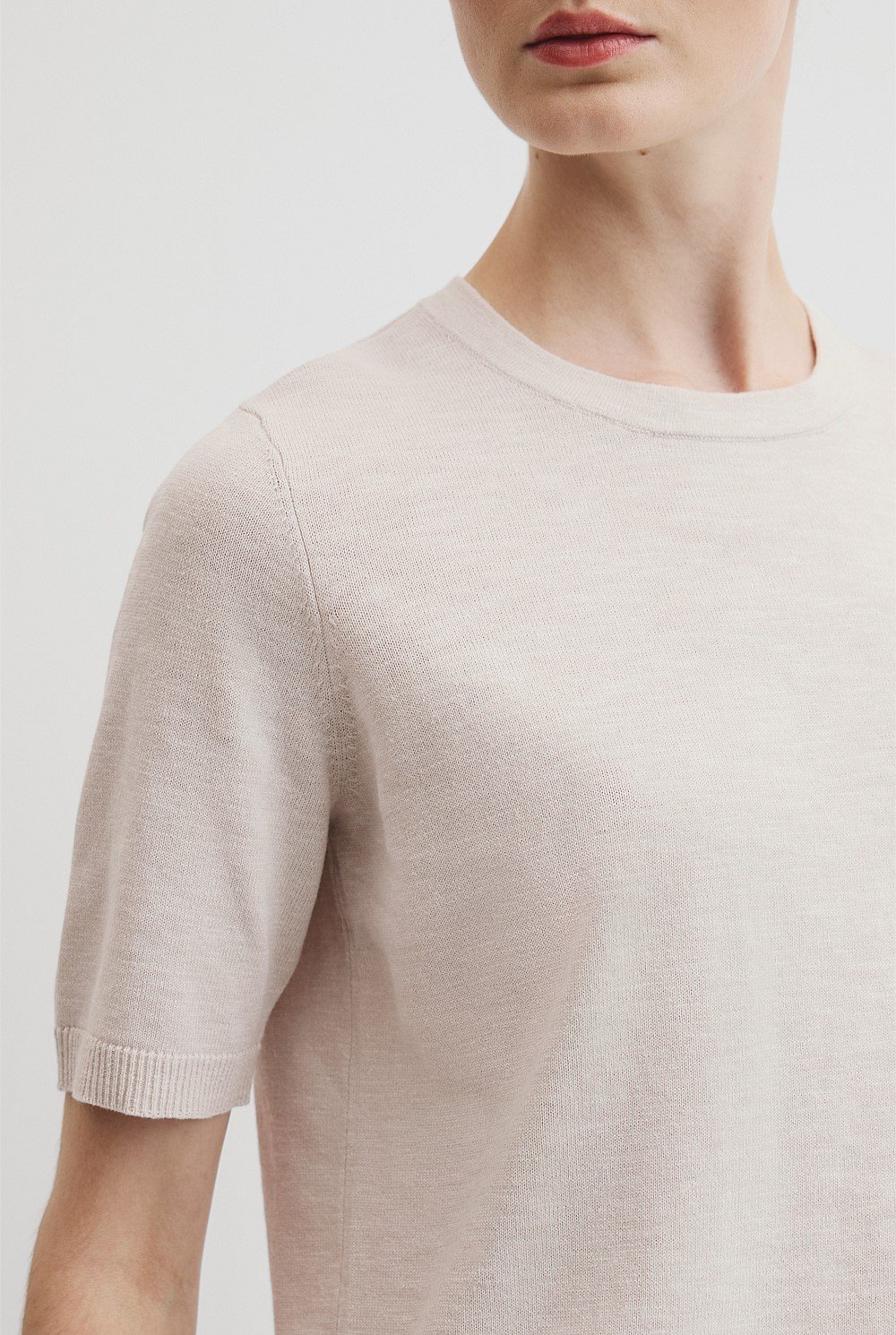 Organically Grown Cotton Linen Short Sleeve Knit T-Shirt