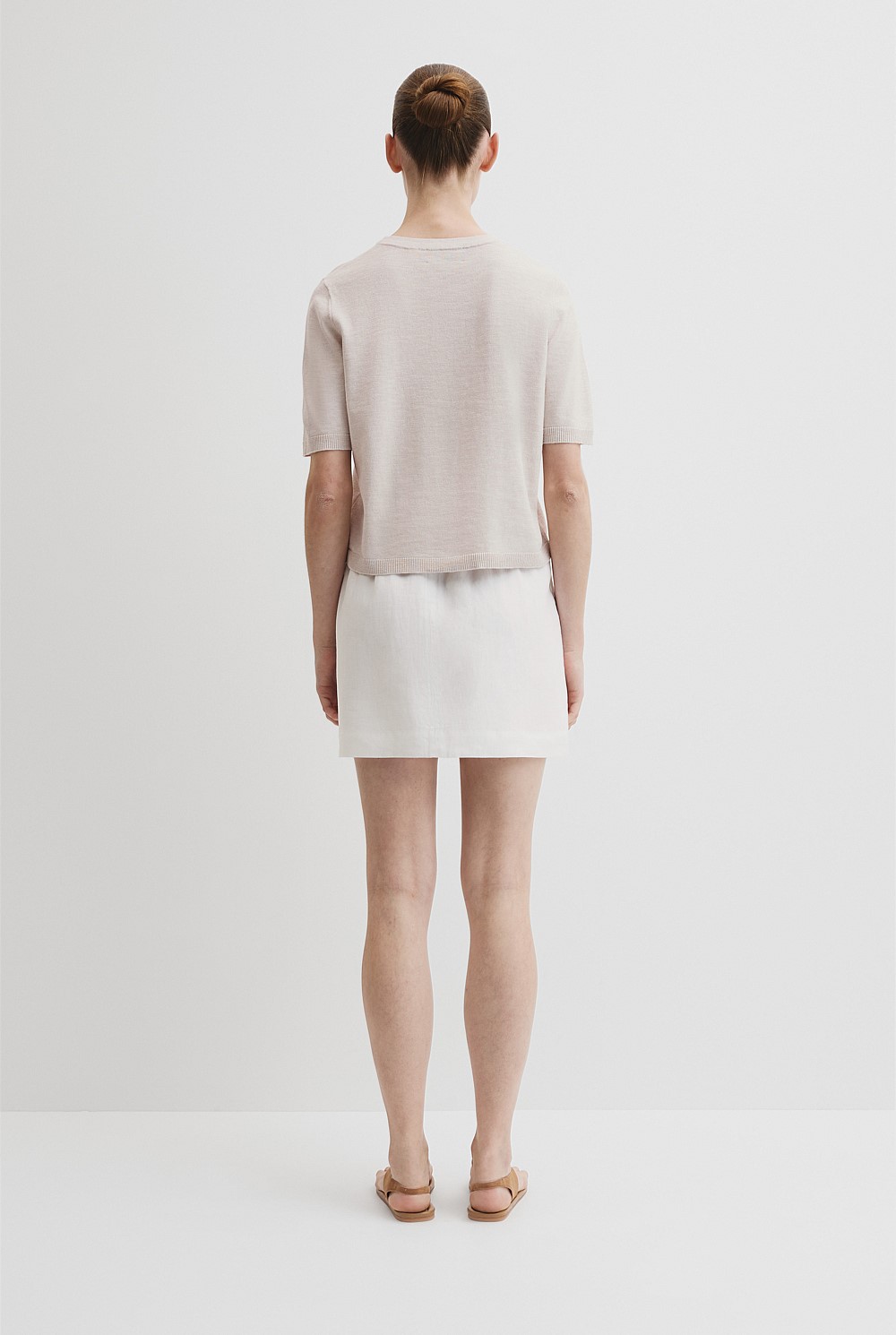 Organically Grown Cotton Linen Short Sleeve Knit T-Shirt