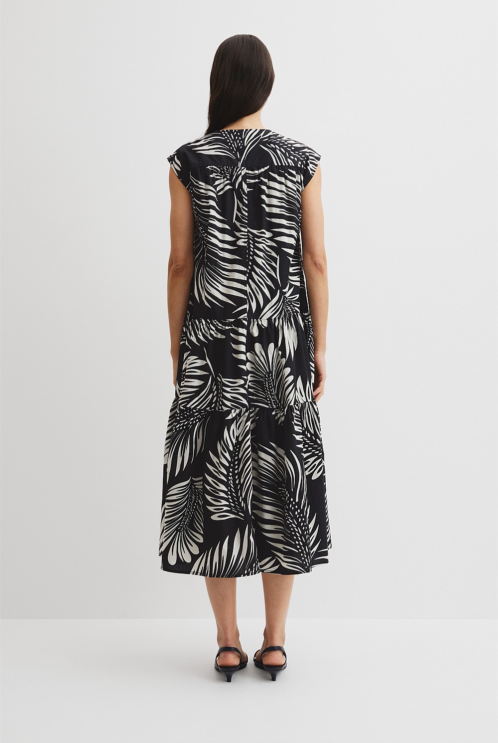 Print Tiered Midi Dress
