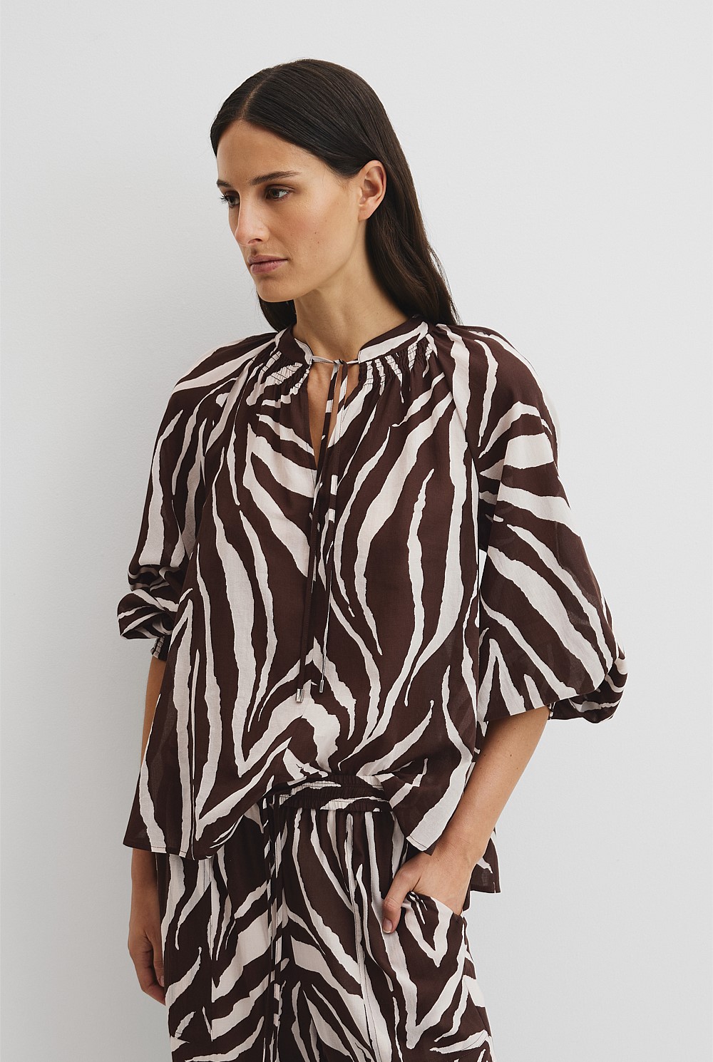 Print Blouson Blouse