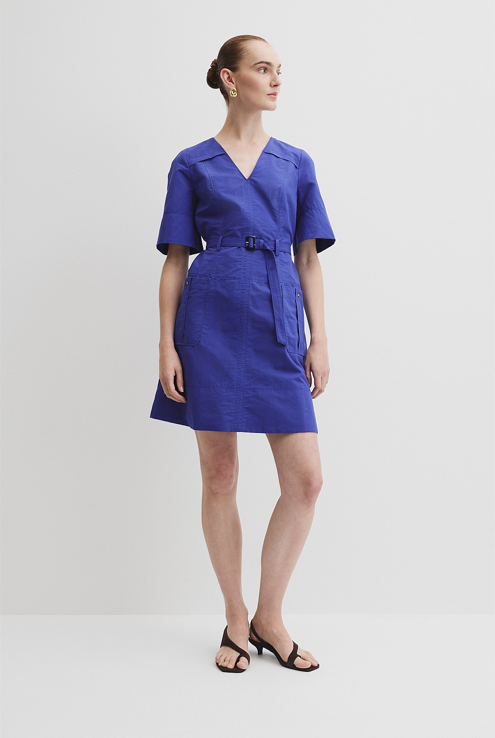 Topstitch Detail Mini Dress