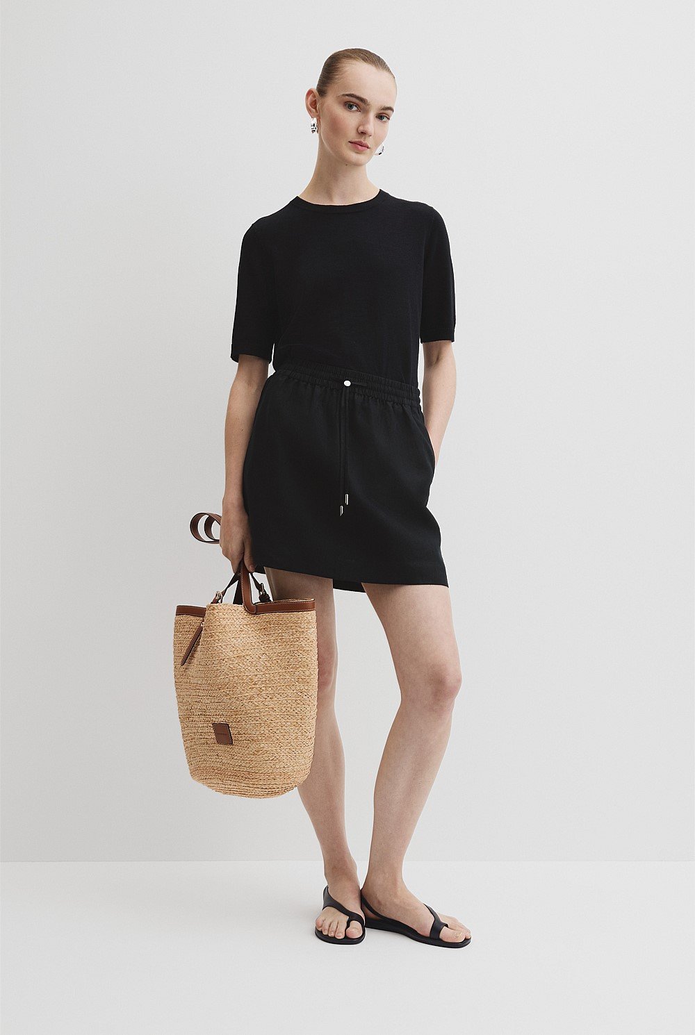 Organically Grown Cotton Linen Short Sleeve Knit T-Shirt