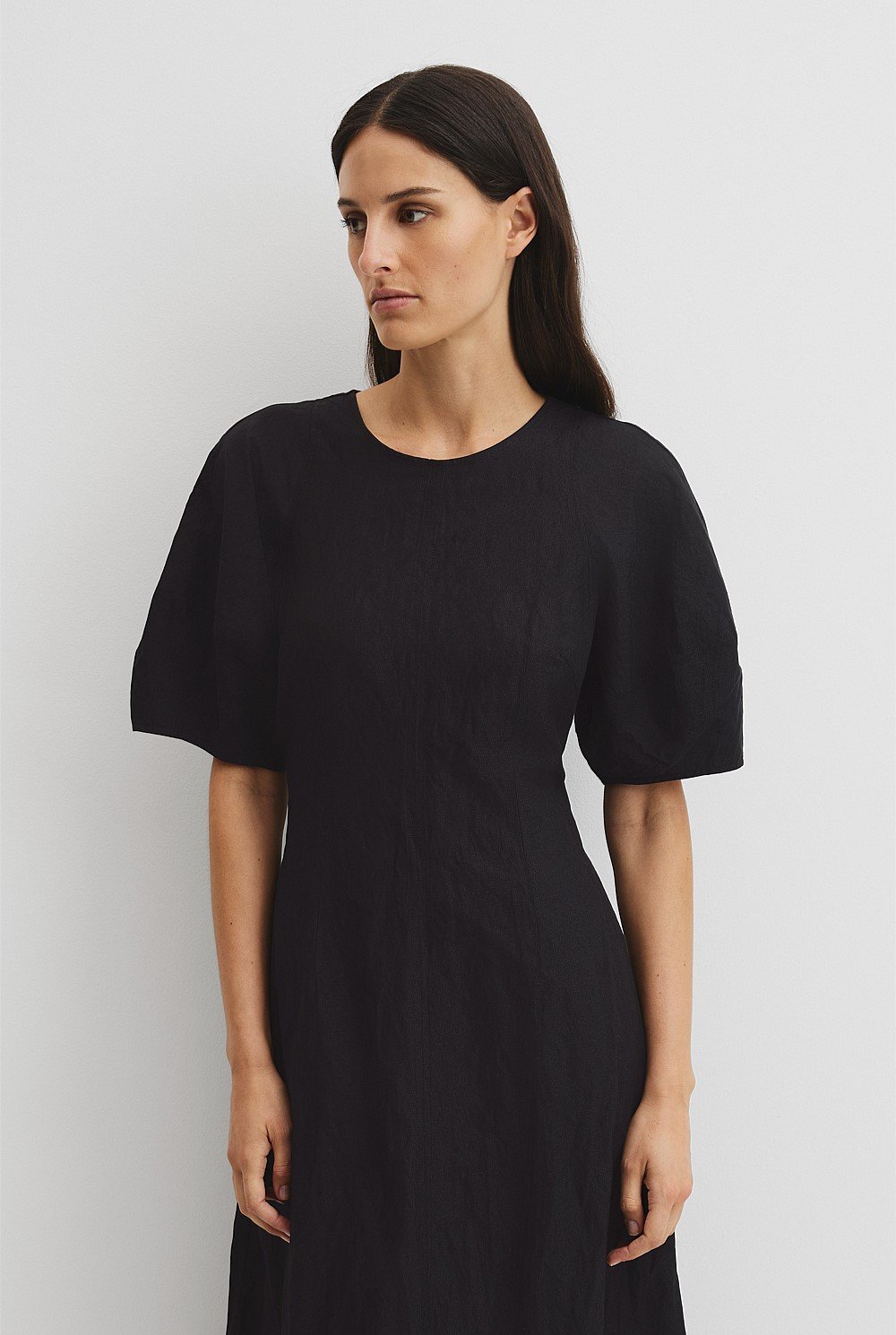 Blouson Sleeve Midi Dress
