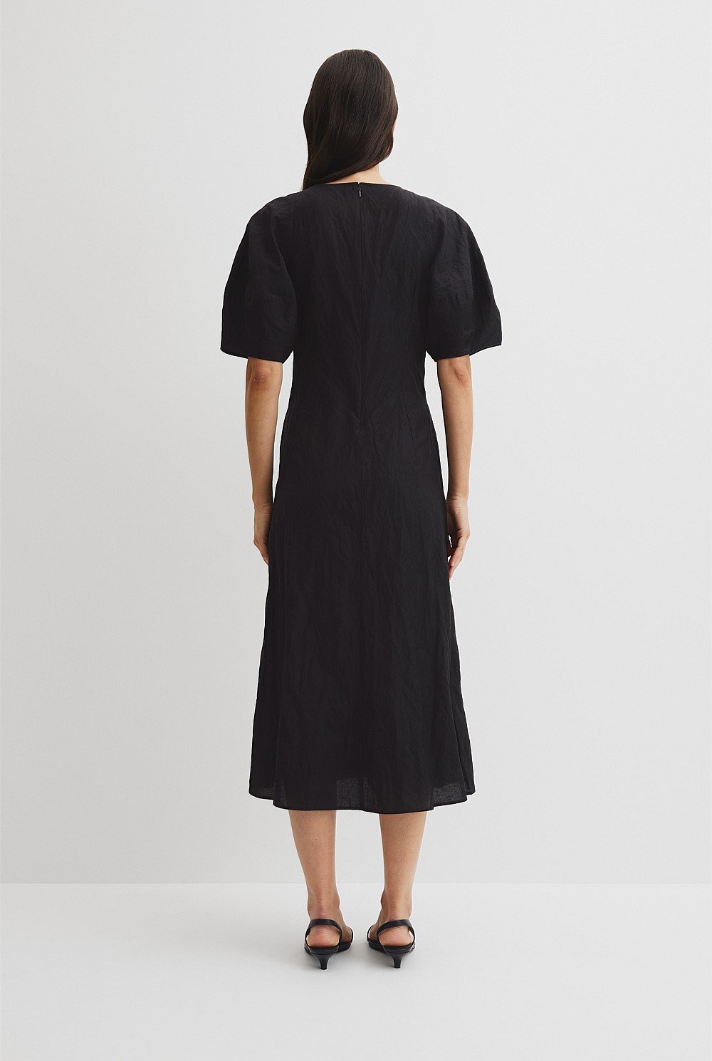 Blouson Sleeve Midi Dress