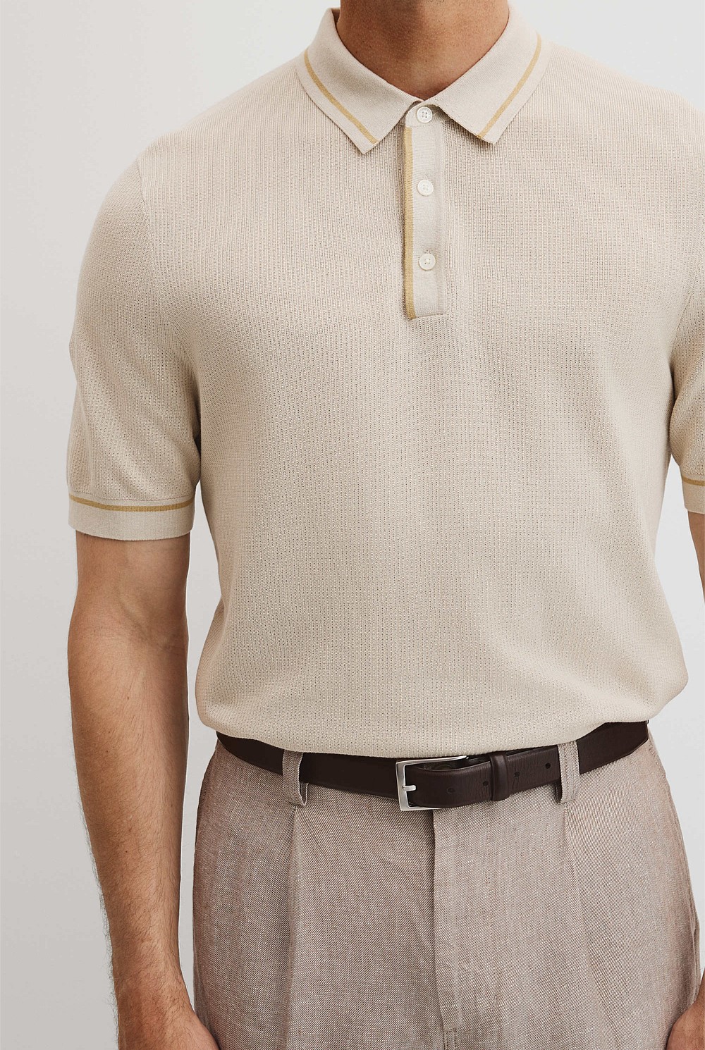 Australian Cotton Silk Tipped Knit Polo