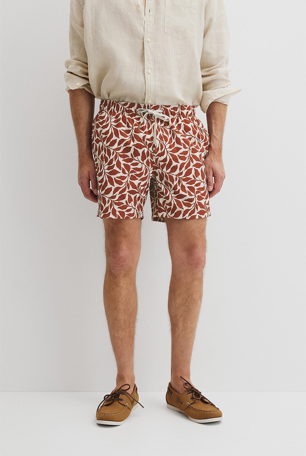 Recycled Polyester Leaf Print Swim Short