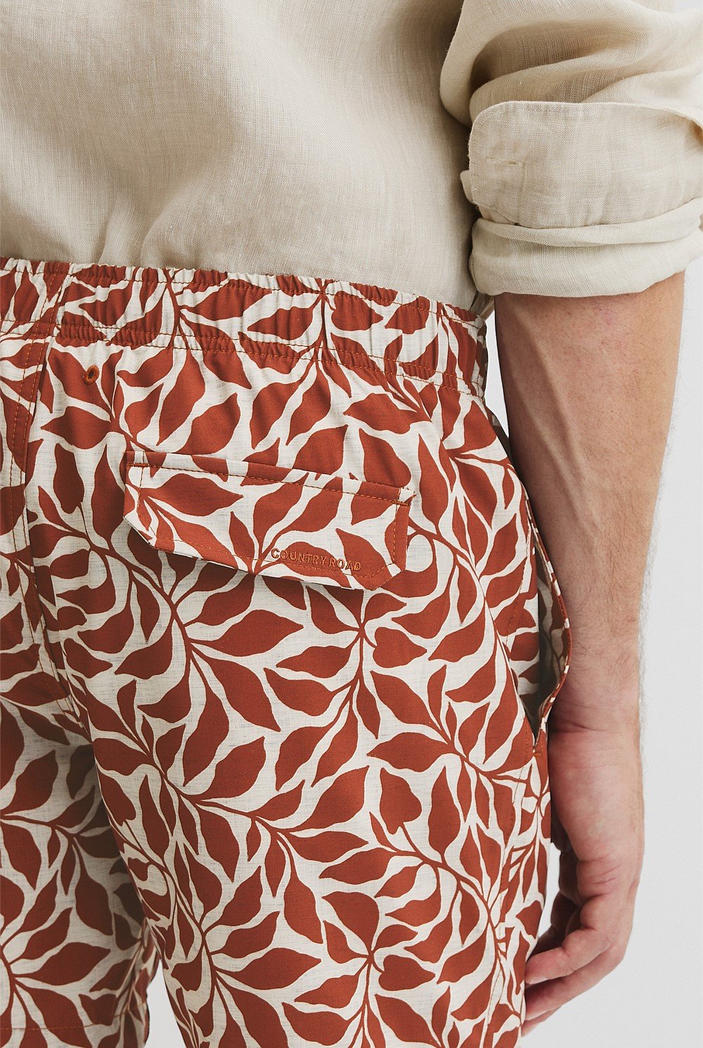 Recycled Polyester Leaf Print Swim Short