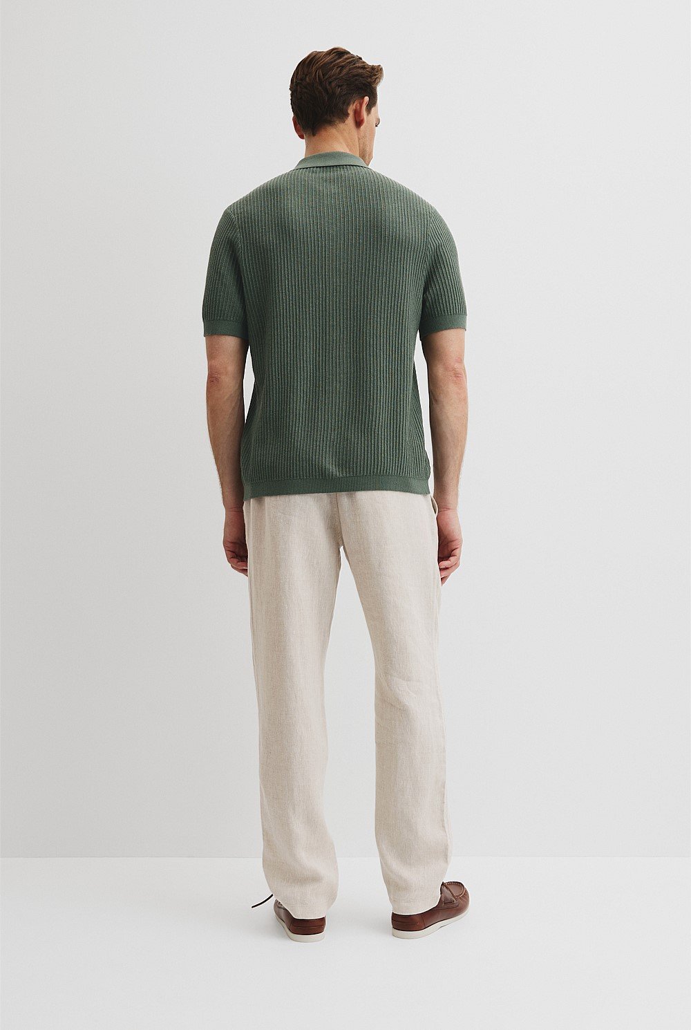 Short Sleeve Cotton Linen Knit Shirt