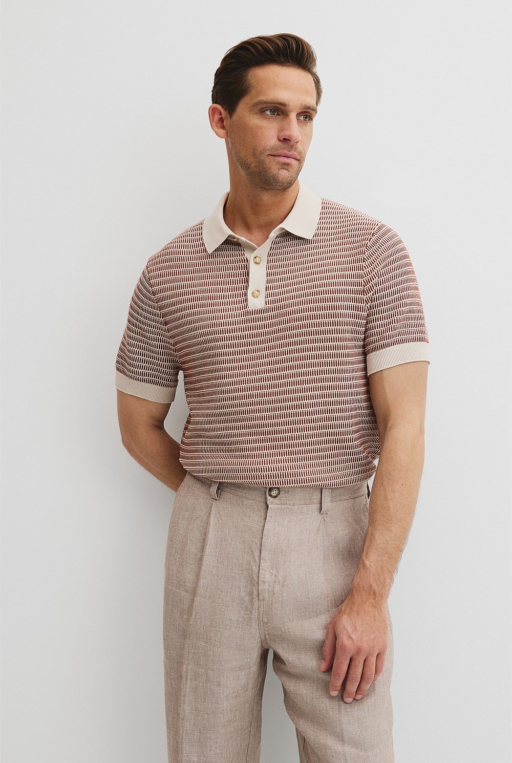 Australian Cotton Textured Knit Polo