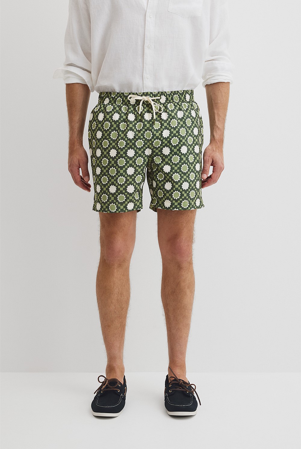 Recycled Polyester Tile Print Swim Short