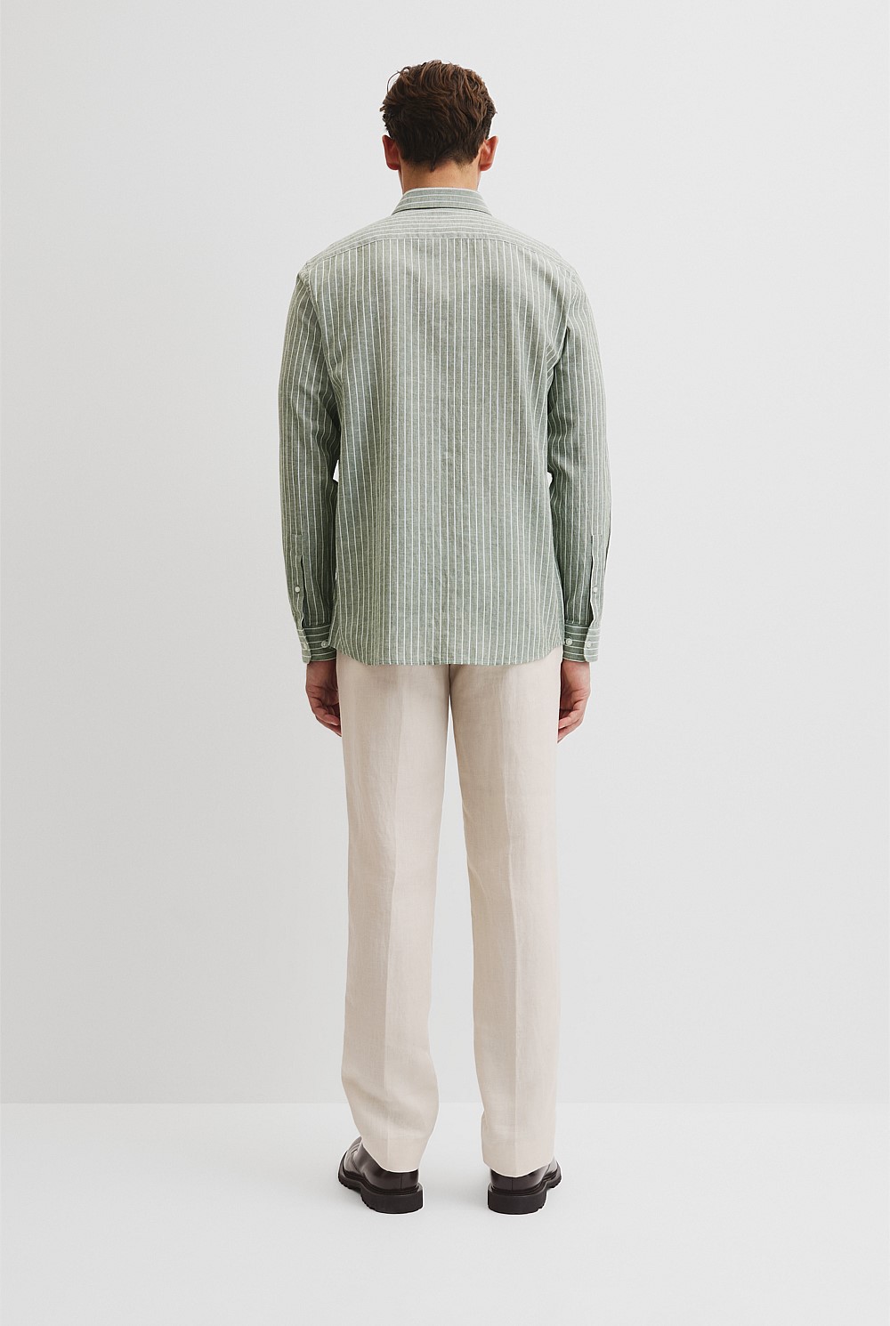 Regular Fit Cotton Linen Stripe Shirt