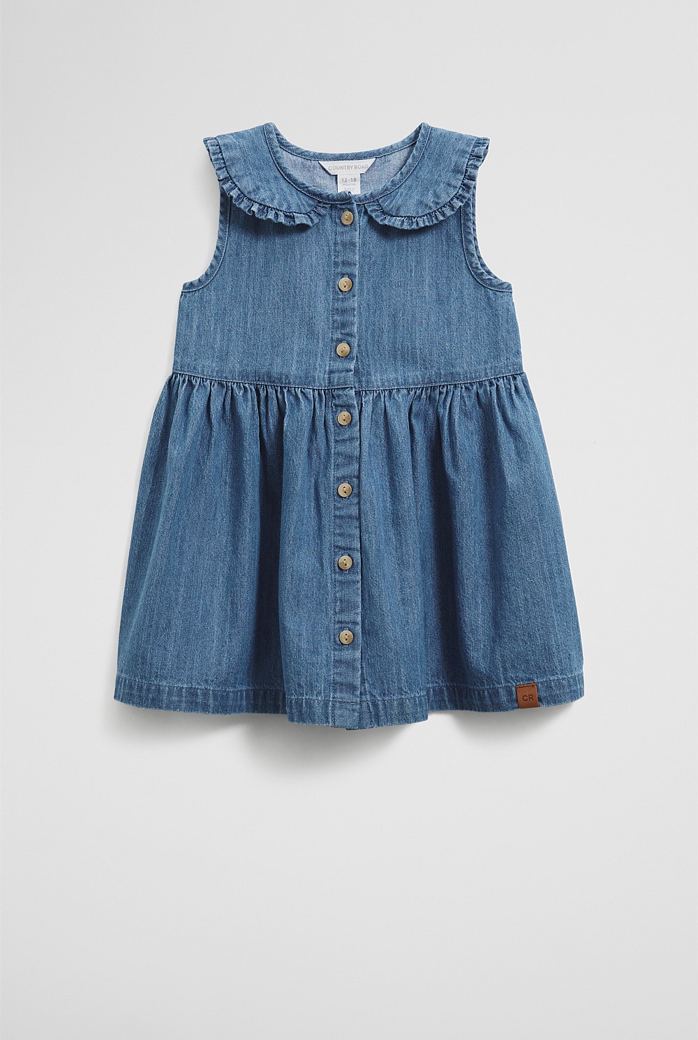 Chambray Frill Neck Dress
