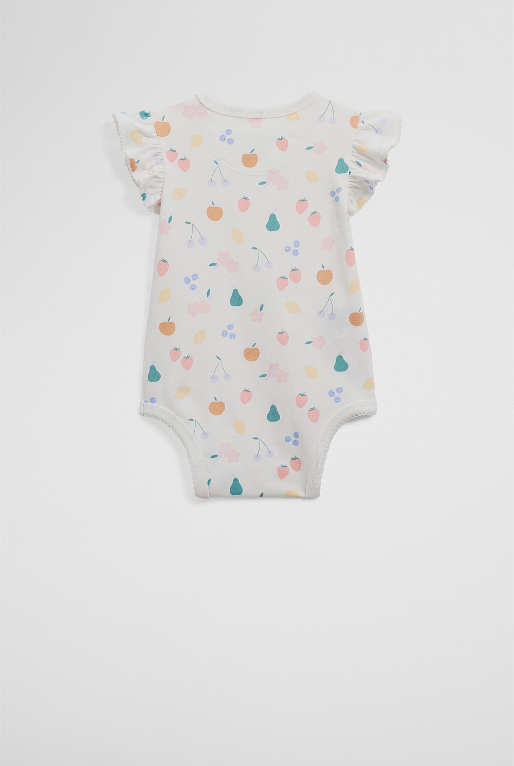 Organically Grown Cotton Frill Fruit Short Sleeve Bodysuit