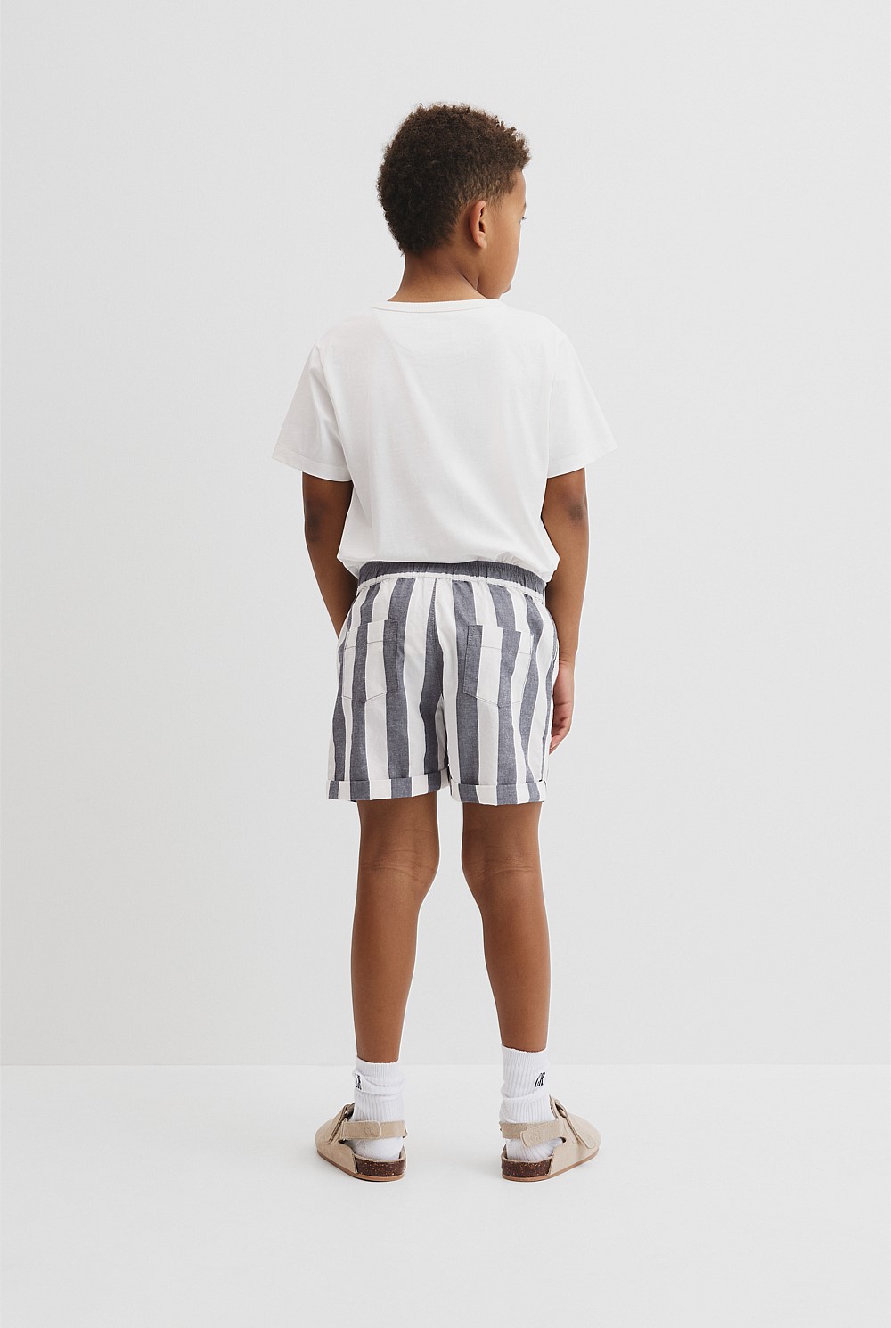 Organically Grown Cotton Blend Stripe Pull-On Short