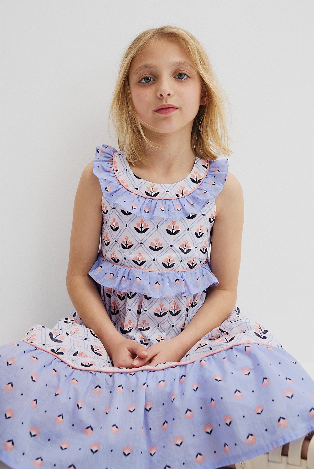 Frill Neck Midi Dress