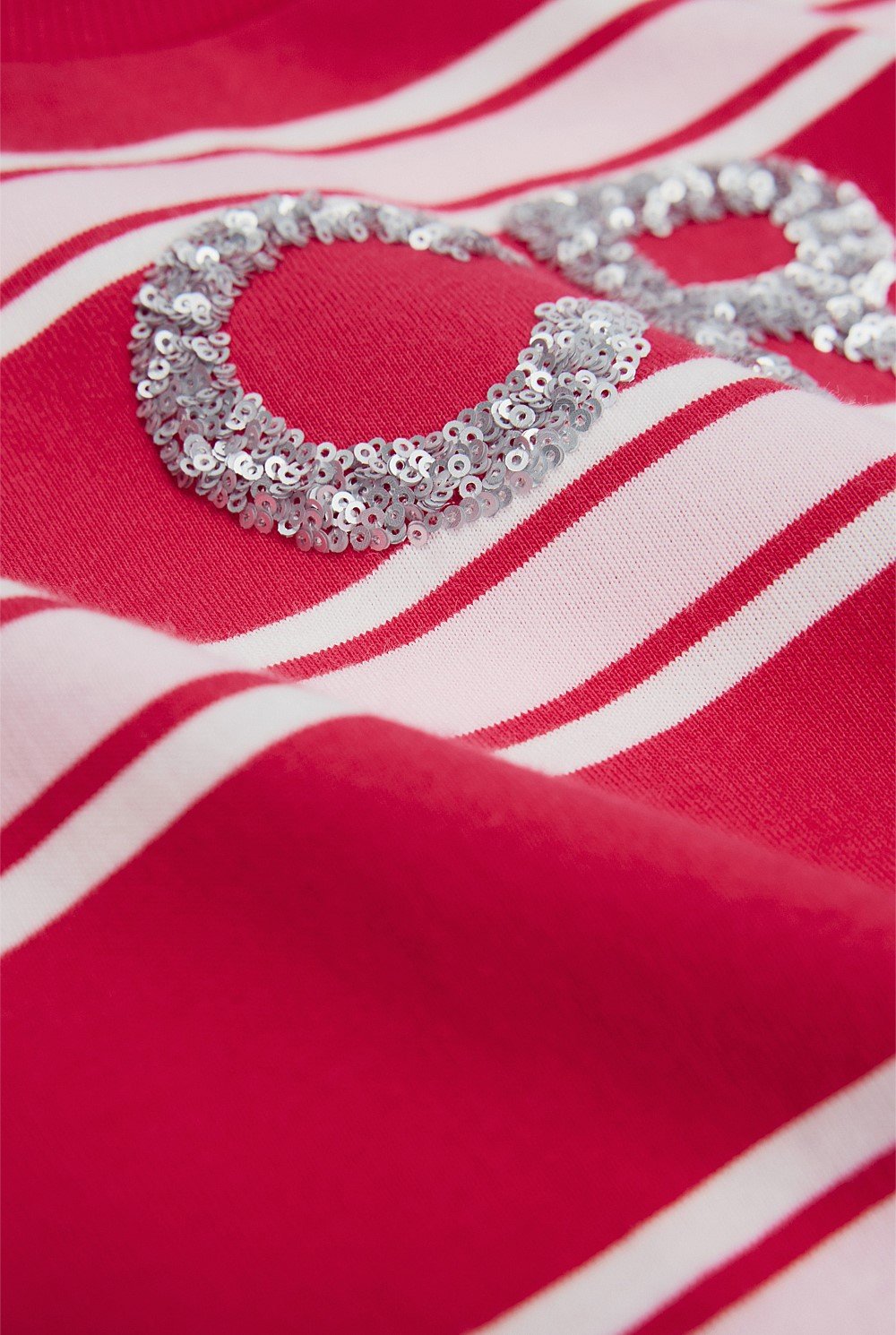 Organically Grown Cotton Stripe CR Sequin T-Shirt