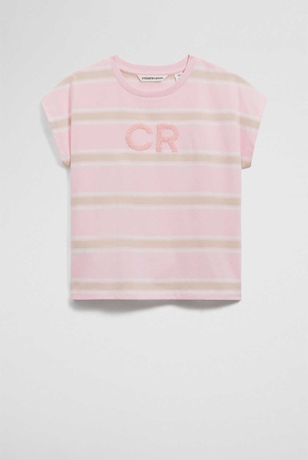 Organically Grown Cotton Stripe CR Sequin T-Shirt