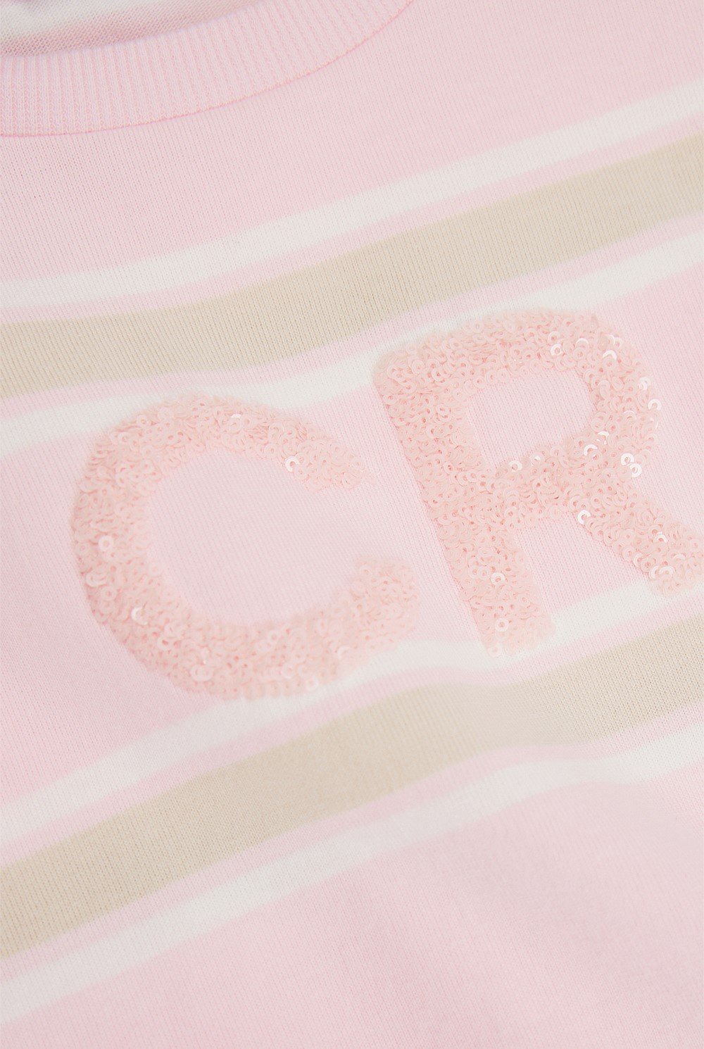 Organically Grown Cotton Stripe CR Sequin T-Shirt